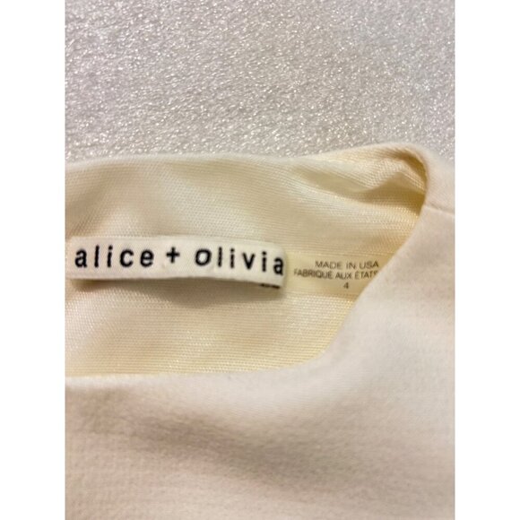 ALICE + OLIVIA Ivory/ Multicolor bird print dress size 4 fits size 2 - Picture 5 of 6